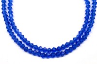 Бусина стеклянная биконус 3х3,5мм, цвет синий, прозрачная, 557-004, 10шт