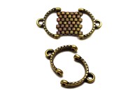 Концевик CYMBAL Skaloti II для Delica 11/0 10х12х2мм, петля 1,7мм, отверстие 0,8мм, цвет античная латунь, 11-227, 2шт