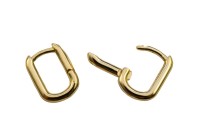 Серьги Конго Овал 14х10х2мм, латунь, позолота, 21-493, 1 пара