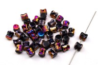 Бусины Pellet beads 6х4мм, отверстие 0,5мм, цвет 23980/29583 Jet Sliperit Full, Etched, 732-004, 10г (около 60шт)