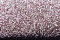 Бисер китайский круглый размер 12/0, цвет 1101 бледно-розовый, прозрачный, серебряная линия внутри, 450г