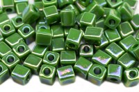 Бисер японский Miyuki Cube кубический 4мм #0411R зеленый, радужный непрозрачный, 10 грамм
