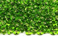 Бисер чешский PRECIOSA Фарфаль 3,2х6,5мм, 57430 зеленый, серебряная линия внутри, 50г