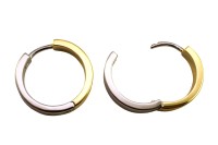 Серьги кольца Конго 19х20х4мм, латунь, родий/позолота, 21-512, 1 пара
