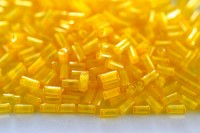 Бисер японский TOHO Bugle стеклярус 3мм #0349 хрусталь/желтый, окрашенный изнутри, 5 грамм