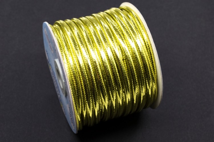 Шнур металлизированный эластичный, диаметр 4мм, цвет золото, 29-105, 1 метр Шнур металлизированный эластичный, диаметр 4мм, цвет золото, 29-105, 1 метр