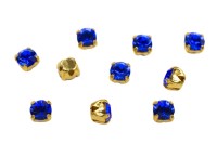 Шатоны Preciosa Maxima 3,2мм в оправе, цвет sapphire DF/gold, 63-287, 10шт