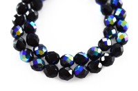 Бусины граненые Firepolish 8мм, отверстие 1мм, цвет 23980/28701 черный АВ, 716-008, 1 нить (около 25шт)