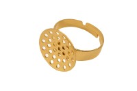 Основа для кольца с сеточкой 18мм (регулируется), диаметр сеточки 16мм, отверстие 1мм, цвет золото, хирургическая сталь, 15-073, 1шт