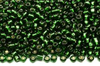 Бисер китайский круглый размер 8/0, цвет 0053А зеленый, серебряная линия внутри, 450г