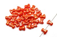Бусины Tee beads 2х8мм, отверстие 0,5мм, цвет 93180/21415 красный непрозрачный радужный, 730-034, 10г (около 50шт)