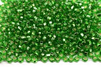 Бисер чешский PRECIOSA круглый 10/0 57100 зеленый, серебряная линия внутри, квадратное отверстие, 5 грамм