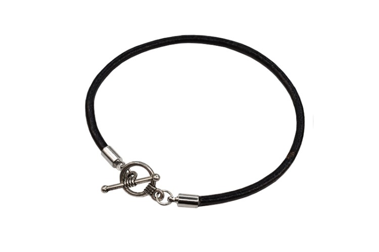 Основа для браслета из натуральной кожи 20,5см, толщина 3мм, замок тогл, цвет черный, латунь, 16-049, 1шт Основа для браслета из натуральной кожи 20,5см, толщина 3мм, замок тогл, цвет черный, латунь, 16-049, 1шт