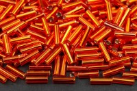 Бисер чешский PRECIOSA стеклярус 97030 7мм оранжевый, серебряная линия внутри, 50г