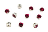 Шатоны Preciosa Maxima 3,2мм в оправе, цвет ruby DF/silver, 63-286, 10шт