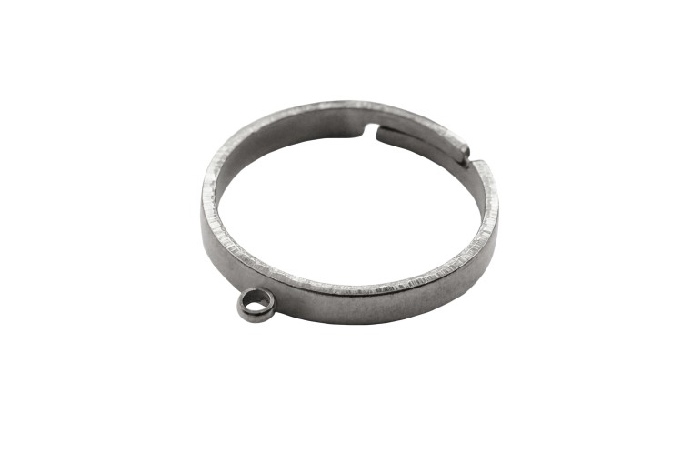 Основа для кольца 18,5мм (регулируется) с петелькой 1,5мм, цвет стальной, хирургическая сталь, 15-077, 1шт Основа для кольца 18,5мм (регулируется) с петелькой 1,5мм, цвет стальной, хирургическая сталь, 15-077, 1шт