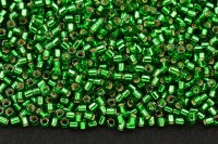 Бисер японский MIYUKI Delica цилиндр 10/0 DBM-0046 светло-зеленый, серебряная линия внутри, 5 грамм