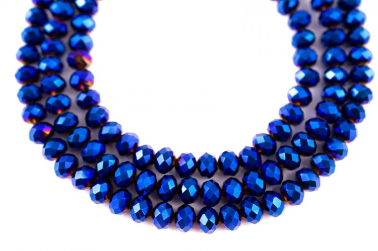 Бусина стеклянная Рондель 8х6мм, цвет синий, гальваническое покрытие, 508-024, 10шт Бусина стеклянная Рондель 8х6мм, цвет синий, гальваническое покрытие, 508-024, 10шт