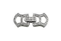 Замок-защелка 26х11х4мм, отверстие 1мм, цвет платина, латунь/цирконий, 06-086, 1шт