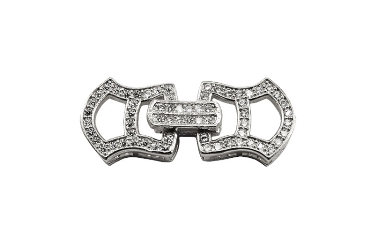 Замок-защелка 26х11х4мм, отверстие 1мм, цвет платина, латунь/цирконий, 06-086, 1шт Замок-защелка 26х11х4мм, отверстие 1мм, цвет платина, латунь/цирконий, 06-086, 1шт