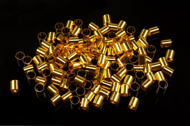 Кримпы-трубочки (бусины зажимные) 3х3мм, отверстие 2,5мм, цвет золото, латунь, 35-043, 5г (около 200шт) Кримпы-трубочки (бусины зажимные) 3х3мм, отверстие 2,5мм, цвет золото, латунь, 35-043, 5г (около 200шт)