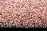 Бисер китайский круглый размер 12/0, цвет 2205F прозрачный, персиковая линия внутри, радужный, 450г