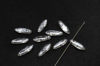 Бусины Dagger beads 16х5мм, отверстие 0,8мм, цвет 00030/94400 прозрачный с серебром, 736-010, 10шт
