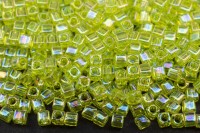 Бисер японский Miyuki Cube кубический 1,8мм #0258 салатовый, радужный прозрачный, 10 грамм
