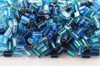 Бисер чешский PRECIOSA ОБЛОНГ 3,5х5мм 67150 микс голубой, серебряная линия внутри, 50г