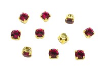Шатоны Preciosa Maxima 3,2мм в оправе, цвет ruby DF/gold, 63-285, 10шт
