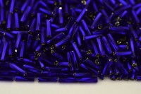 Бисер чешский PRECIOSA стеклярус 37100 7мм витой синий, серебряная линия внутри, 50г