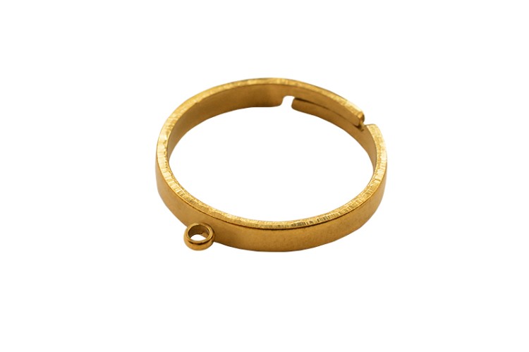 Основа для кольца 18,5мм (регулируется) с петелькой 1,5мм, цвет золото, хирургическая сталь, 15-076, 1шт Основа для кольца 18,5мм (регулируется) с петелькой 1,5мм, цвет золото, хирургическая сталь, 15-076, 1шт