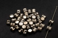Бусины Pellet beads 6х4мм, отверстие 0,5мм, цвет 23980/27580 Jet Argentic Full, Etched, 732-039, 10г (около 60шт)