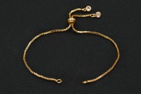 Основа для браслета Цепочка с замком-слайдер 20см, звено 1,2х1,2мм, цвет золото, латунь/цирконий,18К позолота, 16-079, 1шт