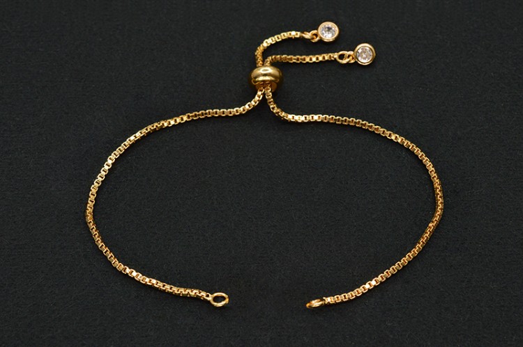 Основа для браслета Цепочка с замком-слайдер 20см, звено 1,2х1,2мм, цвет золото, латунь/цирконий,18К позолота, 16-079, 1шт Основа для браслета Цепочка с замком-слайдер 20см, звено 1,2х1,2мм, цвет золото, латунь/цирконий,18К позолота, 16-079, 1шт