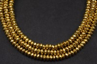 Бусина Гематит немагнитный, форма круглая плоская граненая 4х2мм, цвет золото, 538-005, 10шт