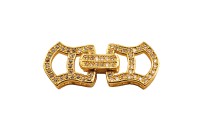 Замок-защелка 26х11х4мм, отверстие 1мм, цвет золото, латунь/цирконий, 06-087, 1шт