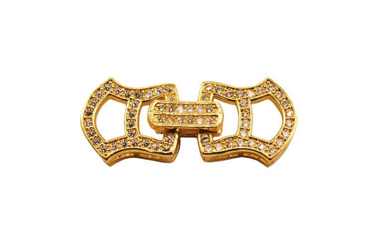 Замок-защелка 26х11х4мм, отверстие 1мм, цвет золото, латунь/цирконий, 06-087, 1шт Замок-защелка 26х11х4мм, отверстие 1мм, цвет золото, латунь/цирконий, 06-087, 1шт