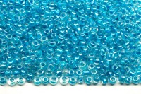 Бисер китайский круглый размер 12/0, цвет 2216 прозрачный голубая линия внутри, 450г