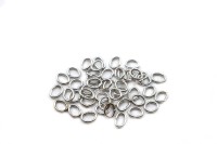 Кольца соединительные овальные 4х3х0,6мм, разъёмные, латунь, родий, 13-137, 1г (около 40шт)