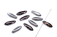 Бусины Dagger beads 16х5мм, отверстие 0,8мм, цвет 00030/29536 разноцветный перелив/серебро, 736-009, 10шт
