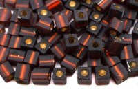 Бисер японский Miyuki Cube кубический 4мм #0005F темный топаз, матовый, серебряная линия внутри, 10 грамм