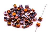 Бусины Pellet beads 6х4мм, отверстие 0,5мм, цвет 23980/27183 Sunset непрозрачный, Etched, 732-006, 10г (около 60шт)