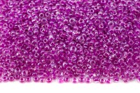 Бисер китайский круглый размер 12/0, цвет 2217 прозрачный, розовая линия внутри, блестящий, 85г