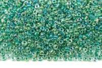 Бисер китайский круглый размер 12/0, цвет 0212 прозрачный, салатовая линия внутри, радужный, 85г