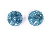 Кабошон круглый 20мм, Хрусталь (друза), оттенок голубой, 2005-002, 1шт