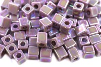 Бисер японский Miyuki Cube кубический 4мм #0410R лиловый, радужный непрозрачный, 10 грамм