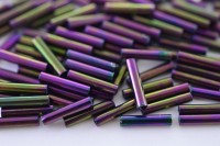 Бисер японский TOHO Bugle стеклярус 9мм #0085 пурпурный, металлизированный ирис, 5 грамм
