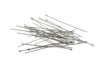 Штифты для бижутерии с петелькой 65х0,7мм, отверстие 2мм, цвет стальной, хирургическая сталь, 30-136, 10г (около 49шт)