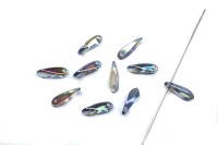 Бусины Dagger beads 11х3мм, отверстие 0,8мм, цвет 00030/98538 Crystal Blue Rainbow, 736-041, 10шт